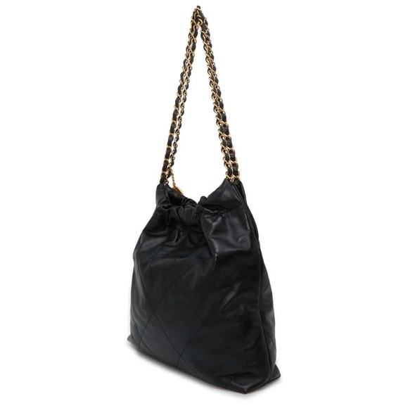 Chanel Bag Calf Shiny Shoulder 22 Small Black - Picture 1 of 12